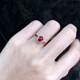 Mai Bao Fang Bi, Xi ring light luxury retro Japanese red rose gold artificial ruby female inlaid with diamond pigeon blood red ruby ring opening adjustable