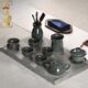 Chengyun Shangzun Longquan Ge Kiln Celadon Tea Set Handmade High-end Iron Tire Tea Set Ceramic Kung Fu Teapot Complete Tea Set Gift Iron Tire Complete Set (Gift Box + Certificate) 17 Pieces