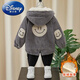 Disney (Disney) children's corduroy jacket boys' winter thickened velvet new style children's fashionable baby hooded winter clothing trendy brown smiling corduroy jacket 100cm