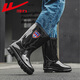 Pull-back rain boots men's waterproof shoes outdoor wear-resistant rubber shoes not easy to slip rain boots overshoes HL8ZZ8 black mid-tube 41