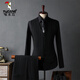 Woodpecker (TUCANO) Striped Suit Men's Full Groom's Suit British Style Groomsmen's Clothes Business Formal Wedding Suit Men's Black (suit + trousers) 50/L (112-125Jin Jin equals 0.5kg)