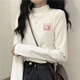 Baldauren girls and boys de velvet bottoming shirt junior high school and high school student long-sleeved shirt high collar with velvet thickened warm top de velvet white-294# fuzzy little black cat regular 150 (M) 80-100Jin Jin is equal to 0.5 kg