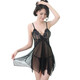 Shantou Lin Village Frauen verlockend transparente sexy Spitze schwarze Strümpfe Pajama Leidenschafts drei Punkte sexy Pyjamas Spannungsrock Uniform Offen 1283 Sexy Hase Girl + Tanga Pinsel
