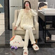 Pyjamas Xiangyaxin pour femmes 2024 Nouveau Jacquard Cotton Spring and Automne Sweet Princess Lace Lace Long Manches Automne et hiver peuvent être portés à l'extérieur des vêtements à domicile 9904 Gray-Blue XL Code 120-130Jin [Jin est égal à 0,5 kg]