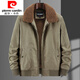 Pierre Cardin fur collar cotton jacket men's autumn and winter velvet thickened cotton. Clothes American high-end workwear flight jacket cotton. Clothes 1811-Black Blue XL Recommended 136-150Jin Jin equals 0.5 kg
