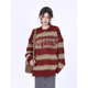 Ran Yilan American Vintage Striped Pullover für Frauen verdickte Nachahmung Nerz Velvet 2024 Neuer Herbst und Winter weicher und fauler gestrickter Kleidung schwarz # National Trend My9214 m
