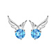 Jingzi 18K Gold Angel Wings Earrings for Women, Sweet, Small and Personalized Earrings for Girlfriend on Valentine's Day and Birthday Gift KCY024 Earrings with Blue Diamond 18K Gold