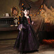 Xiaokayinon Halloween children's costume girl cosplay witch dress up girl little devil masquerade performance dress Halloween black and purple costume + hat + shawl 150