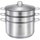Momscook stainless steel steamer steamer 304 two-layer steamer double bottom thickened gas induction cooker universal soup pot steamer dual-purpose (MT32ST) double-layer steamer 32cm