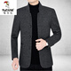 Woodpecker (TUCANO) high-end men's woolen jacket for men 2023 autumn and winter new stand-up collar thickened woolen coat dad wear black gray L 175 suitable for 120-135Jin Jin equals 0.5 kg