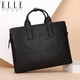 ELLE HOMME Men's Business Briefcase Vegetable-tanned First-Layer Cowhide Handbag Large-Capacity Shoulder Crossbody Bag Casual Computer Bag NBEA088206411 Black