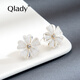 Qlady sweet flower earrings, feminine and high-end silver needle earrings 2024 young luxury niche earrings birthday gift