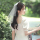 Dingjing Certificate Proposal Veil Bride Wedding Dress Wedding Internet Celebrity Style Super Fairy Beaded Bow Knot Fantasy Travel Photo Photo Props Children's Veil Fashion Headwear Bow Single Layer Beaded Veil F560 Hairpin Style
