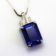 Anmi Love Double Yingxi rectangular tanzanite sapphire pendant necklace women's accessories jewelry color treasure 925 silver plated white gold main stone 12X16mm with chain
