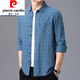 Pier Cardin Pure Cotton High Elastic Langarmed Hemd Herren Frühling und Herbst mittleren Alters und ältere Männerplaid losen, großer Baumwollhemd 6626 Grau [verdickt] Plüsch 185/3xl empfohlen 160-175jin [Jin gleich 0,5 kg]