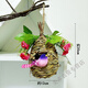 Tide Bird's Nest Decorative Simulated Grass Woven Grass Nest Handmade Outdoor Bird House Outdoor Pendant Coconut Shell Bird's Nest Swallow Red
