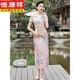 恒源祥走秀中国风2025新款复古年轻改良优雅少女修身日常长款旗袍连衣裙 丝绸23 6210 荷花 2XL