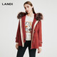 
LANDI light luxury temperament waist-hugging parka women's removable inner liner winter new fur coat watermelon red M
