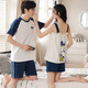 Daizixin 2 sets of couple pajamas for summer suspenders for women, two-piece set of pure cotton short-sleeved vest thin men's summer suit DD9906 Women L+ men's XXXL