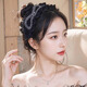 Bai Shilin Lace Velvet Rhinestone Bow Headband Women's Going Out High-end Hairband Headwear High-End Hairpin Valentine's Day Gift Black Rhinestone Bow Headband