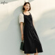 Eveli (eifini) Eveli French elegant temperament fake two-piece patchwork waist halter dress 2024 summer new style little black dress black L110-125Jin [Jin equals 0.5 kg]