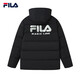 FILA Down Jacket Men's Winter Warm Hooded Sports Casual Long Sleeve Thickened Jacket Cardigan Men's Top True Black-BK XL 180/100A