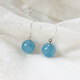 Ji Ge natural aquamarine earrings S925 sterling silver antique round bead hook blue crystal earrings original design light luxury new Chinese style