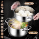 Jingyan stainless steel steamer two-layer steamer soup pot hot pot integrated steamer steamer steamed buns steamed buns induction cooker gas pot double-layer multi-functional steamer extra thick 24cm food grade stainless steel丨energy-concentrated bottom does not pick up the stove