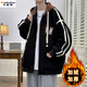 Kaduton autumn and winter youth velvet jacket new thickened boy baseball uniform jacket college style casual student top JK008 black (autumn and winter style) velvet XL (120-135Jin Jin is equal to about 0.5 kg)