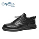 Goldlion leather shoes for men 2025 autumn fashion casual shoes soft and comfortable elastic band business leather shoes for men fashionable and casual black 40 (European size, one size larger)