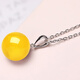 Gift Nanzhu Family Drops of water form beads, amber beeswax 925 silver pendant, simple and beautiful for your girlfriend, 11.0-12.0mm beeswax round beads