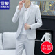 ROMON Korean style casual spring and autumn suit men's slim business formal suit groom handsome British casual small suit men black (three-piece suit - top + pants + T-shirt) L 105-120Jin Jin equals 0.5 kg