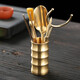 Gold inlaid jade household brass tea needle tea knife tea clip washer pot pen kung fu tea set accessories H59 brass bamboo joint tea ceremony six gentlemen