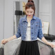 Maxi Hui Spring and Autumn Women's Loose Korean Version Internet Celebrity High Waist Denim Jacket Short Style Popular Versatile Small Clothes Denim Blue L