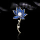 Chunla Chinese style brooch, retro blue lotus brooch, suit coat accessories, women's pin, new lotus flower for women, sapphire blue lotus A24-108