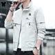 TWJY Light Luxury Brand Jacket Jacket for Men Spring and Autumn New Trendy Fashion Top Versatile Handsome Casual Men's Clothing T2102Y Black (Fleece Style) Stand Collar 2XL (Recommended 135-150 Jin Jin equals 0.5 kg)