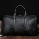 Swison Star genuine leather travel bag men's handbag large capacity woven first layer cowhide men's short-distance business trip travel luggage bag business shoulder crossbody bag s3081# black woven cowhide