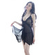 Shantou Lin Village Frauen verlockend transparente sexy Spitze schwarze Strümpfe Pajama Leidenschafts drei Punkte sexy Pyjamas Spannungsrock Uniform Offen 1283 Sexy Hase Girl + Tanga Pinsel