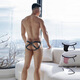 Men's thong back cross straps sexy tight sports men's t-pants with personality pink M