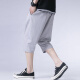FORTEI shorts men's three-quarter pants summer casual sports Korean style trendy loose cotton and linen mid-pants outer casual pants jm8602 light gray XL