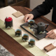 Su's ceramic hand-painted tea set with dry tea tray, small tea can, 7 pieces Kung Fu tea cup, tea set gift box set
