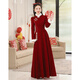 Lanka Roni Cheongsam Toast Wear Bride 2025 New Burgundy Winter Wedding Dress Women's Chinese Style Thick Style Engagement gs768 Burgundy Long Style M
