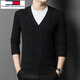 TOME BORNEK2024 New V-neck 100% Cardigan Sweater Men's Cardigan Jacket Casual Knitted Sweater Autumn and Winter Sweater Dad's Wear Yanyutuo 105