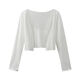 VEOX cardigan shawl for women early autumn blouse with thin hot girls wearing small coats and spring fragrance 9923 white M 86-105Jin[Jin equals 0.5 kg][High quality]
