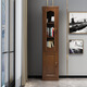 Wu solid wood bookcase wine cabinet with glass door small mini single door side cabinet corner cabinet living room bedroom storage rack storage cabinet walnut color 48x40x195cm