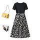 Shanidoluo large size women's fat mm summer clothing new product loose small daisy print fat man slim dress 15902 black 5XL recommended 180-200Jin [Jin equals 0.5 kg] to wear