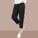 tzbt cropped pants for women in summer thin new fashion women's loose harem casual pants 690Q#green L [Suggested 100-115Jin [Jin equals 0.5 kg]]