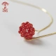 Wenli Jewelry Coral Pendant Coral Necklace Female Single Woven Ball Organic Gemstone Natural Coral Pendant Coral Jewelry 520 Valentine's Day Gift for Wife and Girlfriend