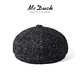 Mr DUCK high-end wool herringbone pattern newsboy hat winter men's old money style octagonal painter hat retro fashion hat lava charcoal gray (newsboy hat)-MW461175 M (55-57cm)