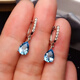 Topaz Earrings Blue Tears Fashionable, exquisite and simple silver inlaid with natural Swiss blue Blue Tears earrings